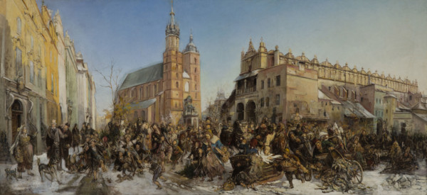 Fair on the Main Market Square in Krakow, between 1875-1880. Creator: Hippolyte Lipinski.
