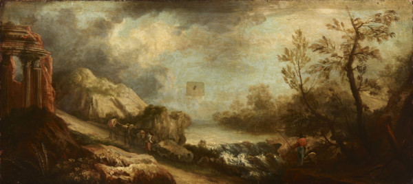 Landscape with a River and Temple Ruins,1st half of 18th century. Creator: Unknown.