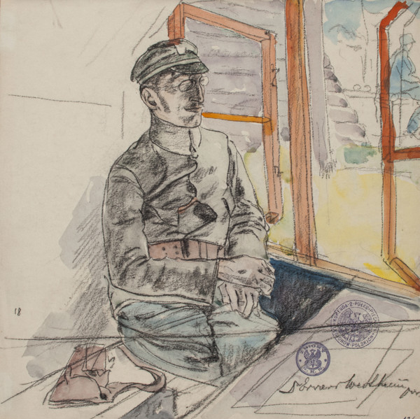 Portrait of Dr. Edward Wertheim, Lieutenant Physician of the Polish Legions, March-June 1916]. Creator: Leopold Gottlieb.