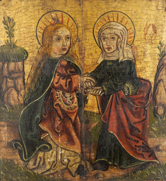 The Annunciation, Visitation to St Elizabeth, Saint Dorothy. Triptych Wing, between 1501-1533. Creator: Unknown.