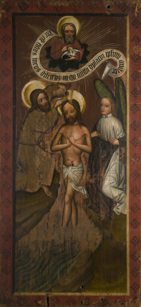 Baptism of Christ. Altar Retable Wing (?) from Chelmiec, between 1440-1465. Creator: Unknown.