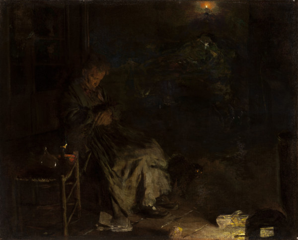 Old Woman Watching over a Dead Body I, 1878-1890. Creator: Aleksander Gierymski.
