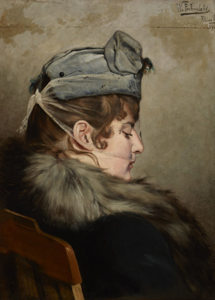 Portrait of the Lady in a Veil, 1890. Creator: Wladyslaw Pochwalski.