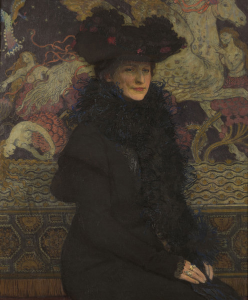 Portrait of Wife with Pegasus in the Background, 1913. Creator: Jozef Mehoffer.