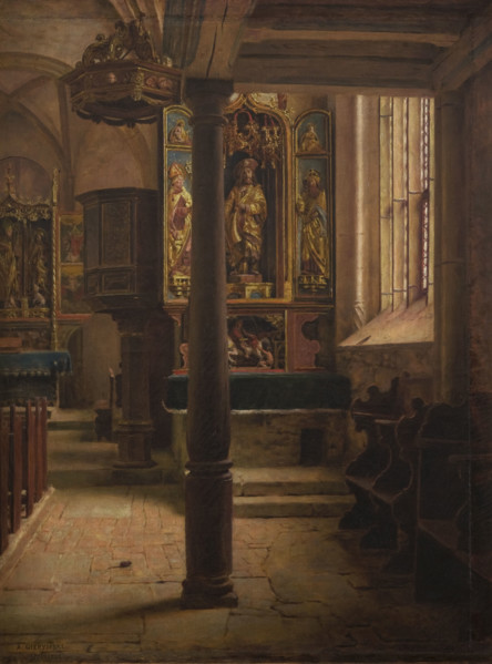 Interior of St Wolfgang's Church in Rothenburg, 1896. Creator: Aleksander Gierymski.
