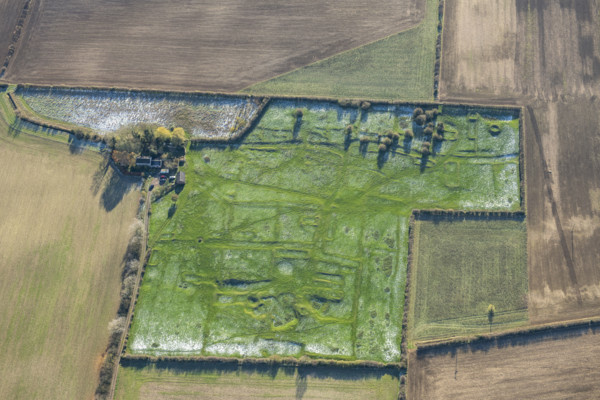 The earthwork remains of part of the deserted medieval village of Gainsthorpe...Lincolnshire, 2024 Creator: Robyn Andrews.
