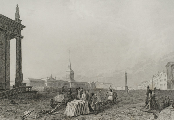The Admiralty building square, Saint Petersburg, Russia, 1839. Creator: Augustin François Lemaitre.