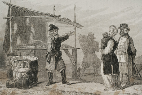 Fishermen of the Volga river, Russia, 1839. Creator: Augustin François Lemaitre.