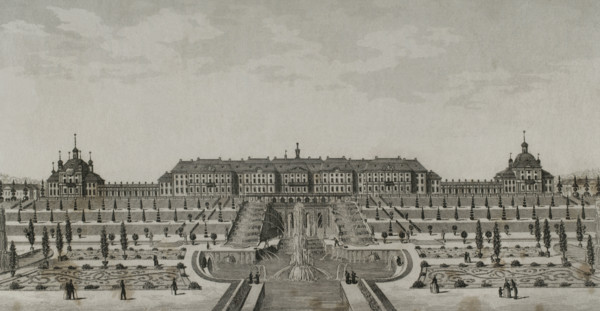 Peterhof Palace near Saint Petersburg, Russia, 1839.  Creator: Augustin François Lemaitre.