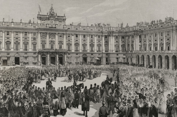 Marriage of King Alfonso XII to Infanta Mercedes of Orléans, Madrid, January 1878, (1878).  Creator: Bernardo Rico.