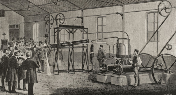 Liquefaction and solidification of hydrogen gas, December 1877 (1878).  Creator: Ch. Baude.
