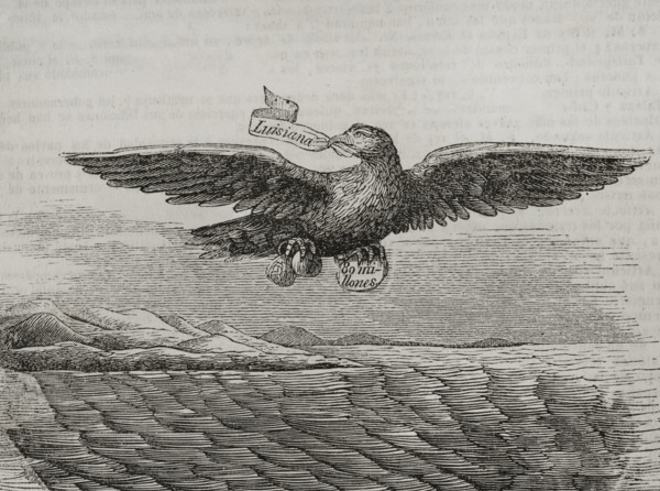 Allegory depicting the sale of Louisiana by Napoleon I to the United States,...(1851).  Creator: Chamorro.