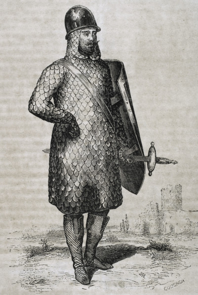 Military costume of the Goths, 1852. Creator: Coderch.