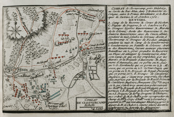 Seven Years War (1756-1763): Map of the Battle of Klostercamp (October 16, 1760), 1765. Creator: Jean de Beaurain.