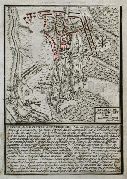 Seven Years War (1756-1763): Battle of Kunersdorf (12th August, 1759) (1765). Creator: Jean de Beaurain.