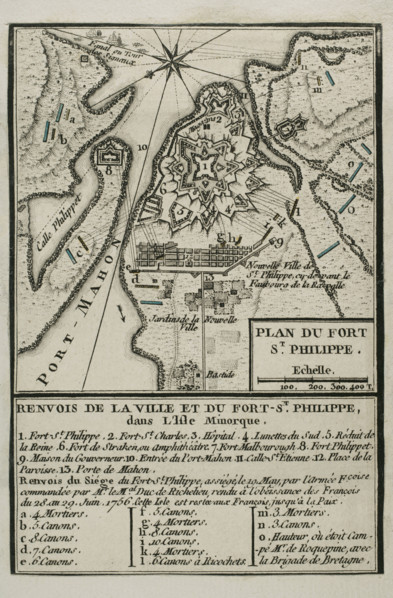 Map of Fort of St Philip (Castle of San Felipe), Menorca, 1756 (1765). Creator: Jean de Beaurain.