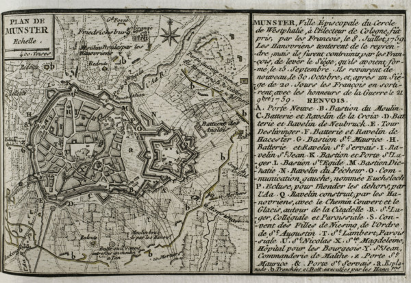 Seven Years War (1756-1763): Plan of Münster, 1759 (Germany), 1765. Creator: Jean de Beaurain.