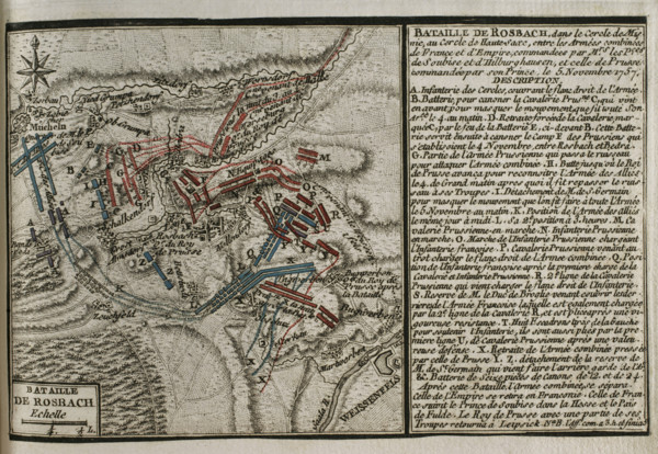 Seven Years War (1756-1763): Map of the Battle of Rossbach, 1757 (November 5, 1757) 1765. Creator: Jean de Beaurain.