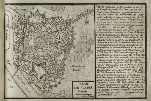 Plan of Wesel and its citadel, North Rhine-Westphalia, Germany, 1763 (1765). Creator: Jean de Beaurain.