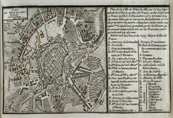 Seven Years War (1756-1763): Map of Breslau and the siege to which it was subjected, 1765. Creator: Jean de Beaurain.