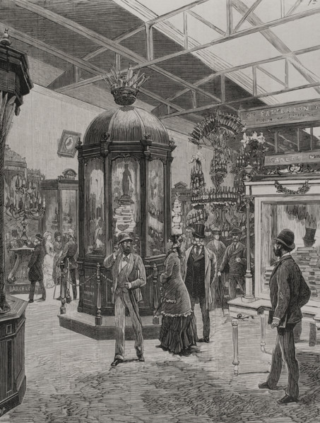 Fifth Hall of the Spanish section in the Palace of the Champ de Mars, Paris Exposition, 1878. Creator: Enrique Alba.