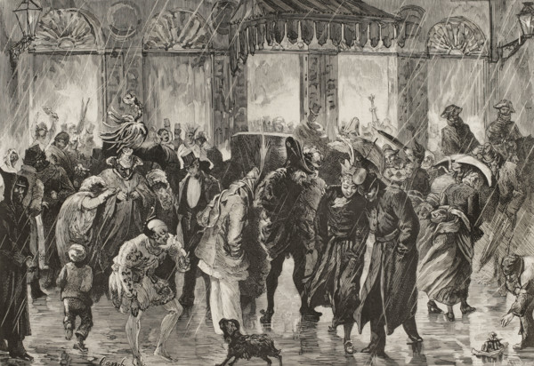 Carnival: leaving a masquerade ball, 1878. Creator: Tomás Carlos Capuz.
