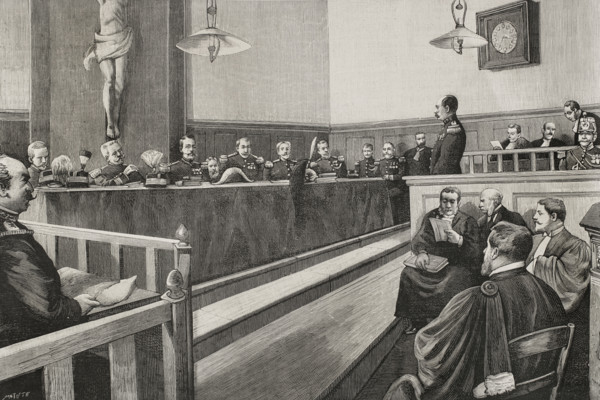 Ferdinand Walsin Esterhazy is tried before a military court, 10 January 1898.  Creator: Benigno Matute Parga.