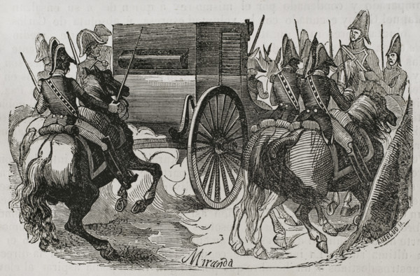 Transfer of Manuel Godoy to the castle of Villaviciosa de Odón in Spain, April 2, 1808, (1851).  Creator: Miranda.
