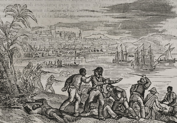 Attack on Puerto Rico, Anglo-Spanish War, 1797, (1851).   Creator: Villegas.