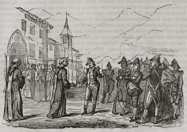 Gaspar Melchor de Jovellanos is handed over for his custody in the monastery, 1801, (1851).  Creator: Unknown.
