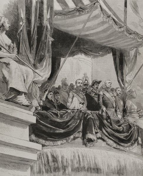 Marshal Patrice de Mac Mahon at the opening of the Paris Exposition on May 1, 1878.  Creator: Unknown.