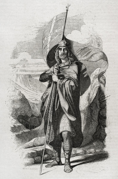 Pelagius of Asturias, Visigoth nobleman, 1852.  Creator: Unknown.