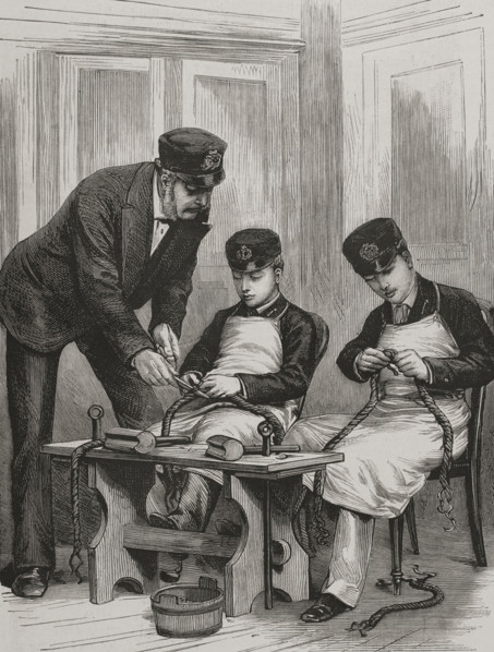 Prince Albert Victor and Prince George on board the frigate HMS Britannia, c1877. Creator: Unknown.