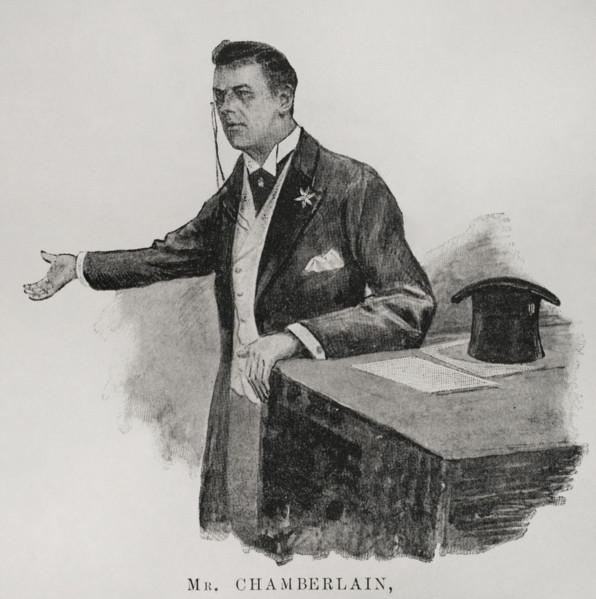 Joseph Chamberlain, British Secretary of State for the Colonies, Birmingham, 12 April 1898.  Creator: Unknown.