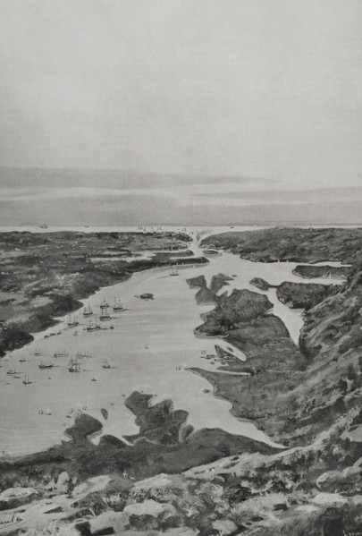Spanish-American War (1898): entrance and bay of Santiago de Cuba, Cuba, 1898.  Creator: Enrique Laporta Valor.