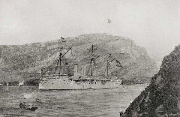 Spanish-American War (1898): Spanish cruiser "Reina Mercedes", 1898.  Creator: Enrique Laporta Valor.