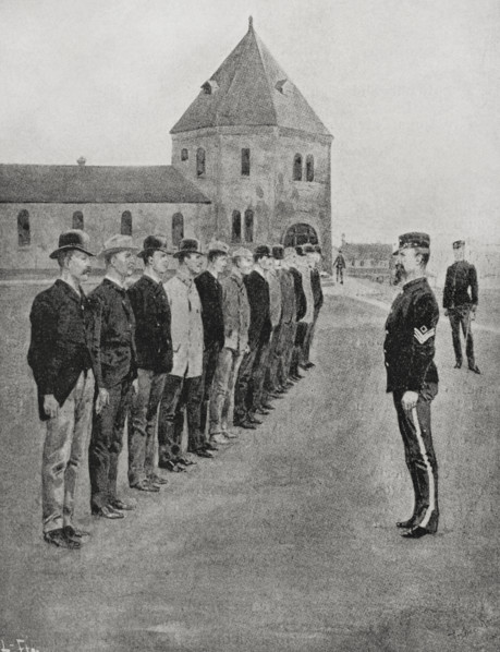 Spanish-American War: US war preparations following the sinking of the "Maine", 1898.  Creator: Unknown.