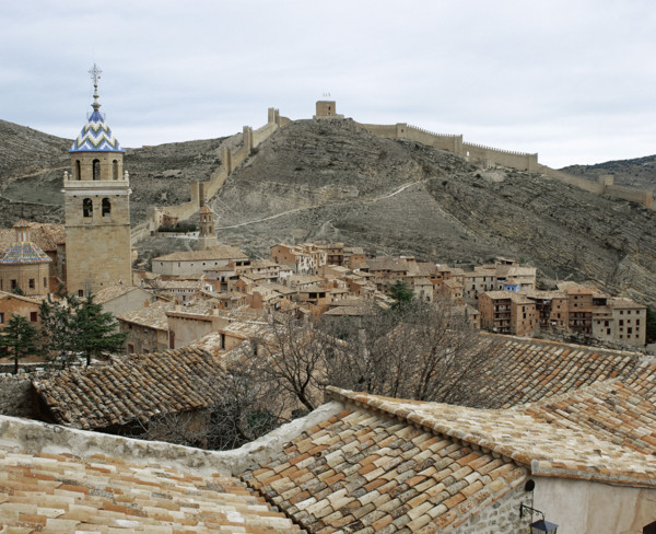 Panoramic view of the medieval village of Albarracin, Aragon, Spain, 2008. Creator: LTL.