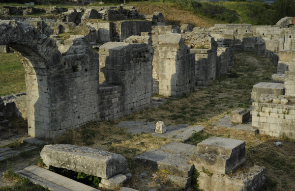 Partial view of the amphitheater ruins, ancient city of Salona, Solin, Croatia, 2018.  Creator: Unknown.