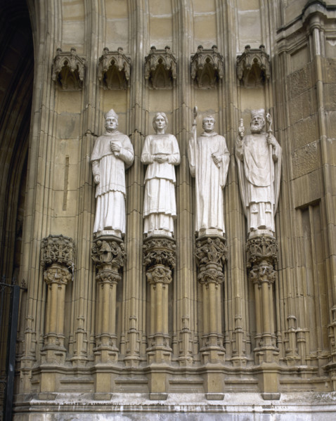 Statues of saints, Cathedral of María Inmaculada of Vitoria, Vitoria-Gasteiz, Spain, 2008.  Creator: LTL.