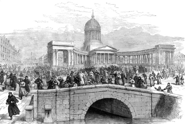 In front of the Kazan Cathedral, St. Petersburg:...the spot where the Emperor was murdered, 1881. Creator: Unknown.