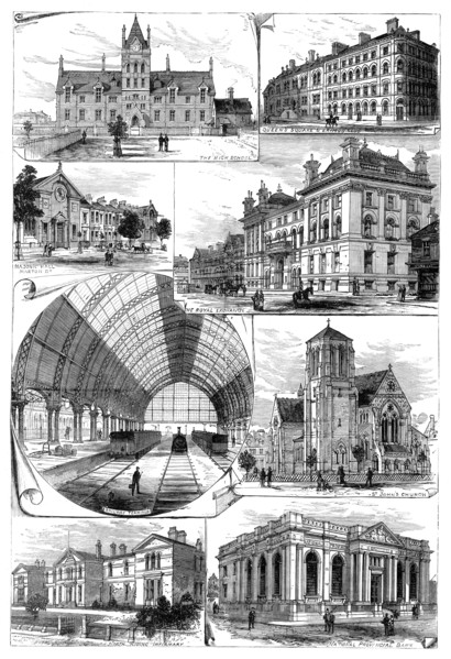The Middlesbrough and Cleveland Iron Trade Jubilee: public buildings in Middlesbrough, 1881. Creator: Unknown.