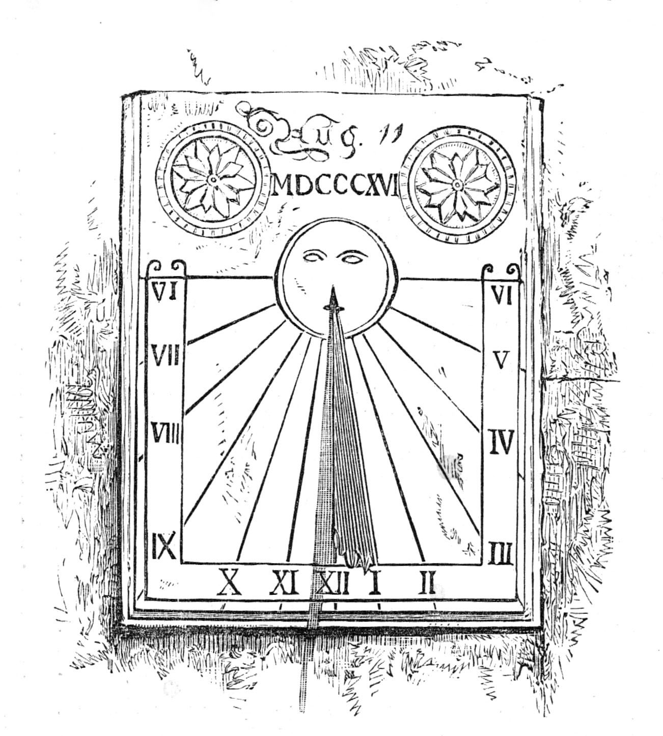 George Stephenson, Father of Railways: dial over the door of Stephenson's cottage..., 1881. Creator: Unknown.