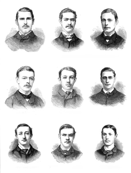 The Universities' Boat-Race: the Cambridge crew, 1881.  Creator: Unknown.