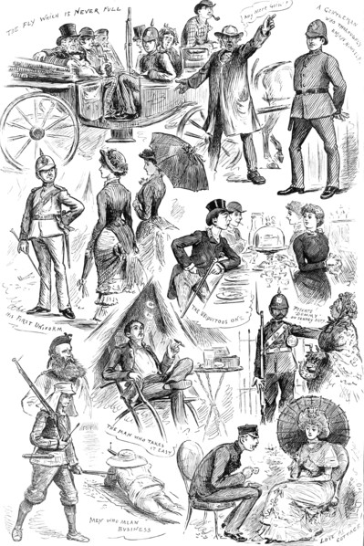 Sketches at the Wimbledon Camp of the National Rifle Association, 1883. Creator: Unknown.