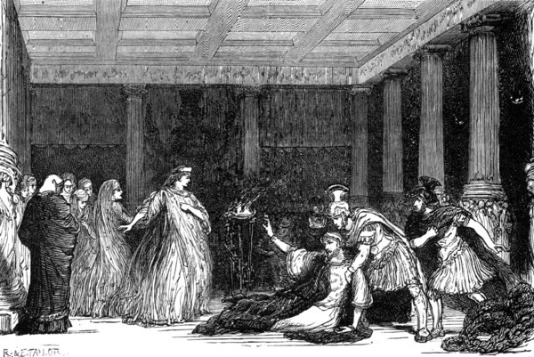 Sketches at the Lyceum: "The Cup" the Death of Synorix, 1881. Creator: R&E Taylor.
