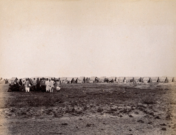 A camp of wigwams, during the outbreak of bubonic plague in Karachi, India, 1897. Creator: Unknown.