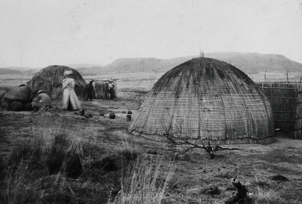 Colenso, South Africa: African kraal huts, 1905. Creator: Geoffrey L Parsons.