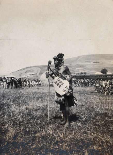 Natal, South Africa: an African man acting as the official witness at a Zulu wedding at Henley, 1905 Creator: Agnes Henderson.