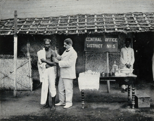 Bombay plague epidemic, 1896-1897: inoculation against plague, 1896/1897. Creator: Clifton & Co.